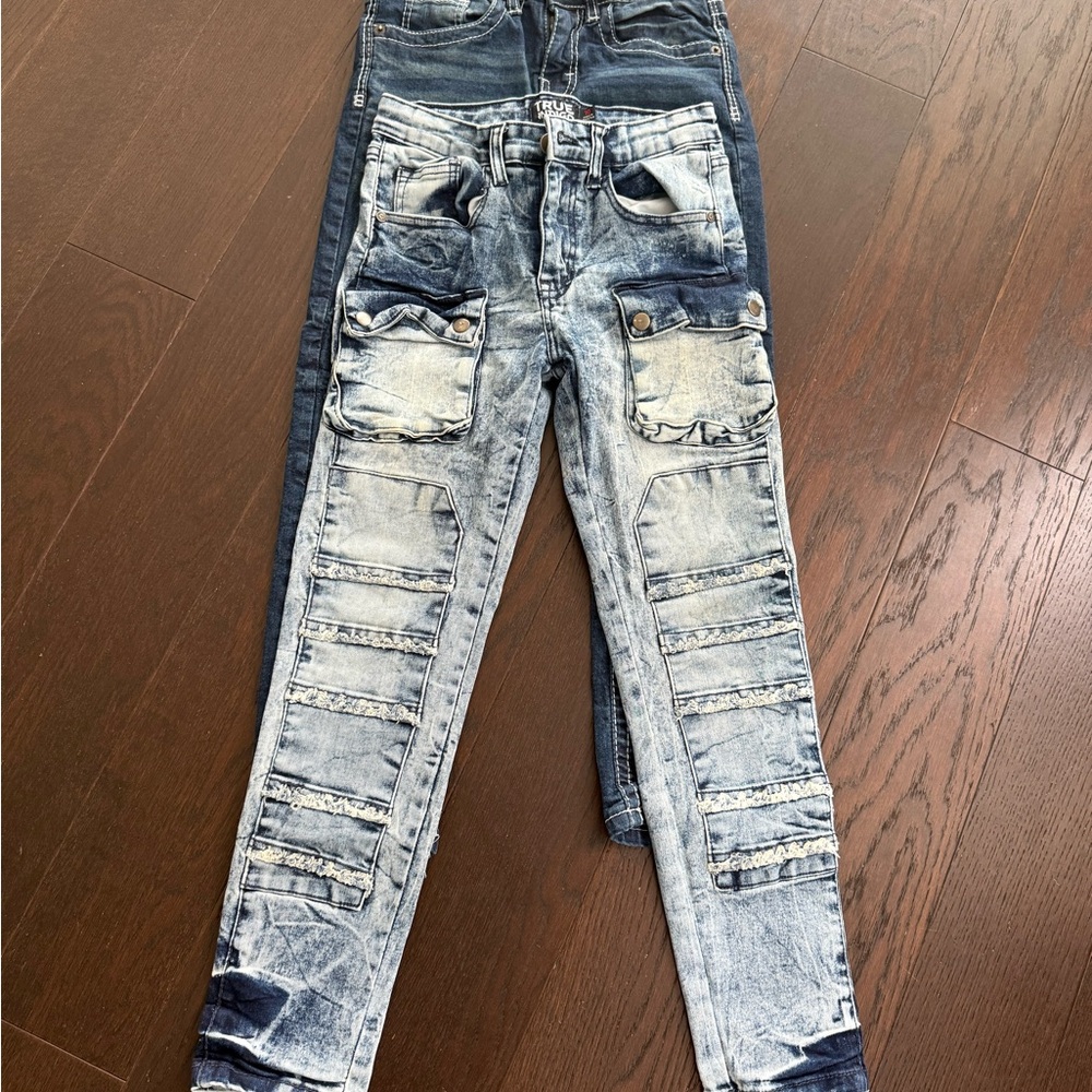 Distressed Washed True Indygo Boys Jeans Size 10 Set Of 2 Blue